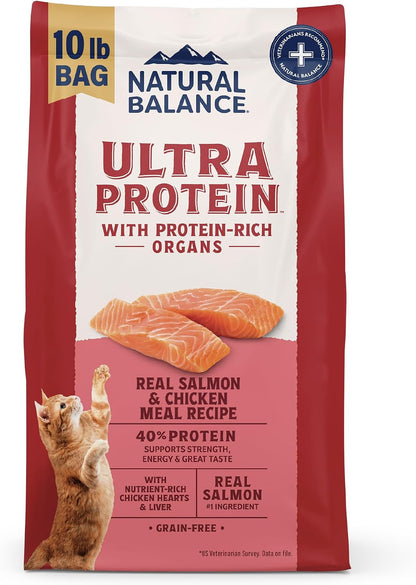 Natural Balance Ultra Protein Dry Cat Food, Real Salmon & Chicken Meal Recipe with Chicken Liver & Chicken Hearts - 10 Lbs.1