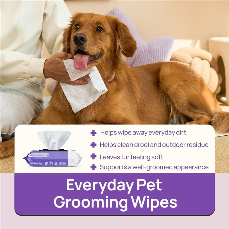 hicc-pet-pet-cleaning-wipes-for-dogs-cats-paws-coat-100-count-pearl-textured-with-fermented-coconut-oil-and-damask-rose-for-face-and-rear-end-cleaning-after-walks-or-between-baths