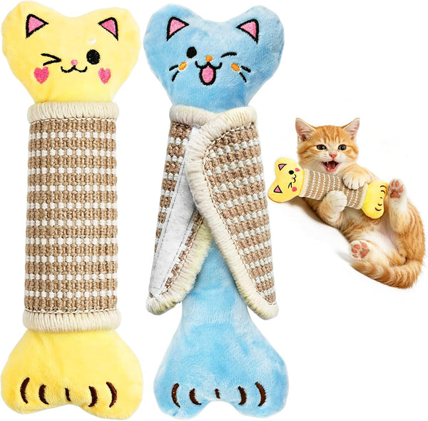 ENNOKEY Catnip Cat Toys Pillows, for Indoor Kitten Kicker Chew, 9.45 Inches | Crinkle Sound, Durable Soft Sisal Material, Safe Teeth Cleaning, Interactive Fun1