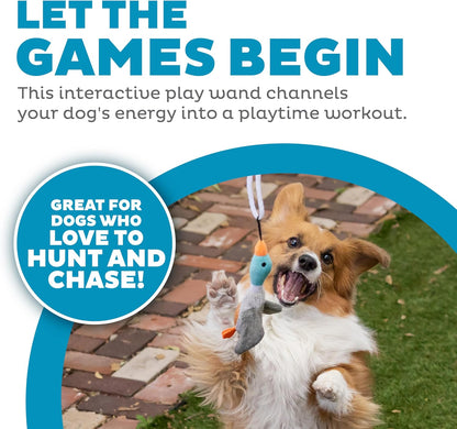 Outward Hound Tail Teaser Interactive Dog Wand Toy with Squeaky Plush Teaser and Crinkle Sounds for Active Play, Multicolored2