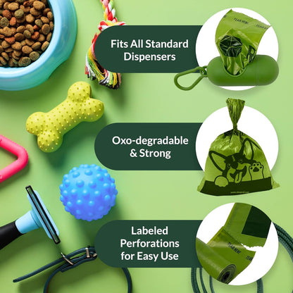 Reli. Biodegradable Dog Poop Bags W/Holder (1200 Count - 80 Rolls Bulk) | Leash Clip Dispenser | 9X13" Large Dog Bags for Poop | Green Eco-Friendly Oxobiodegradable Waste Disposal Refills (Unscented)4