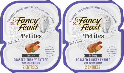 Purina Fancy Feast Petites with Roasted Turkey Entrée with Sweet Potato in Gravy Gourmet Wet Cat Food - (Pack of 12) 2.8 Oz. Tubs12