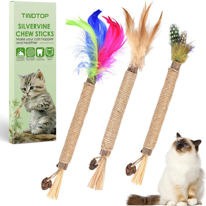 TINDTOP Silvervine Chew Sticks for Cats, 12 Pack Natural Catnip Chew Toys | for Kittens Teeth Cleaning, Matatabi Dental Care, Increase Appetite, Calm Cat Anxiety and Stress, Cat Dental Toy8