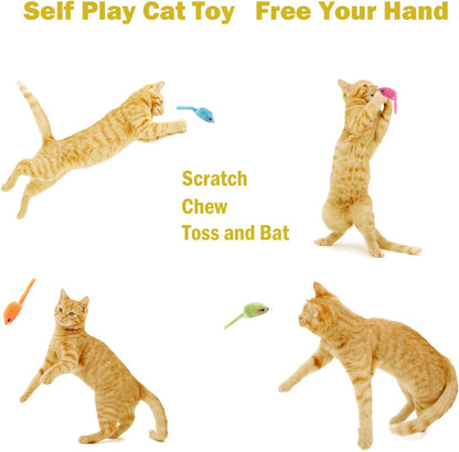 Meohui 12PCS Rattle Cat Mouse Toys Also Prefilled Catnip, 2.36” Mice Body Size, Faux Fur Cat Mice Toys with Plastic Body, Interactive Catnip Toys for Indoor Cats Play Fetch7