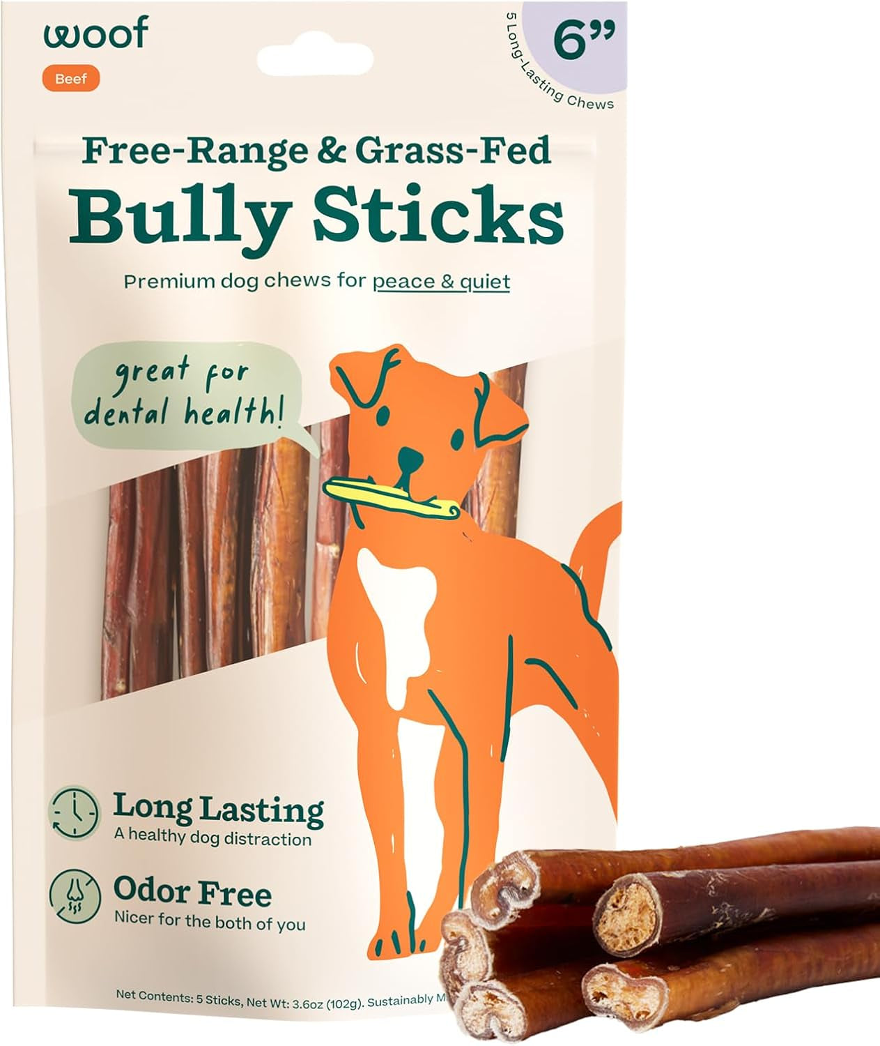 woof-bully-sticks-dog-treats-chew-sticks-for-dogs-long-lasting-dog-chew-treats-made-with-free-range-grass-fed-beef-6-sticks-10pk