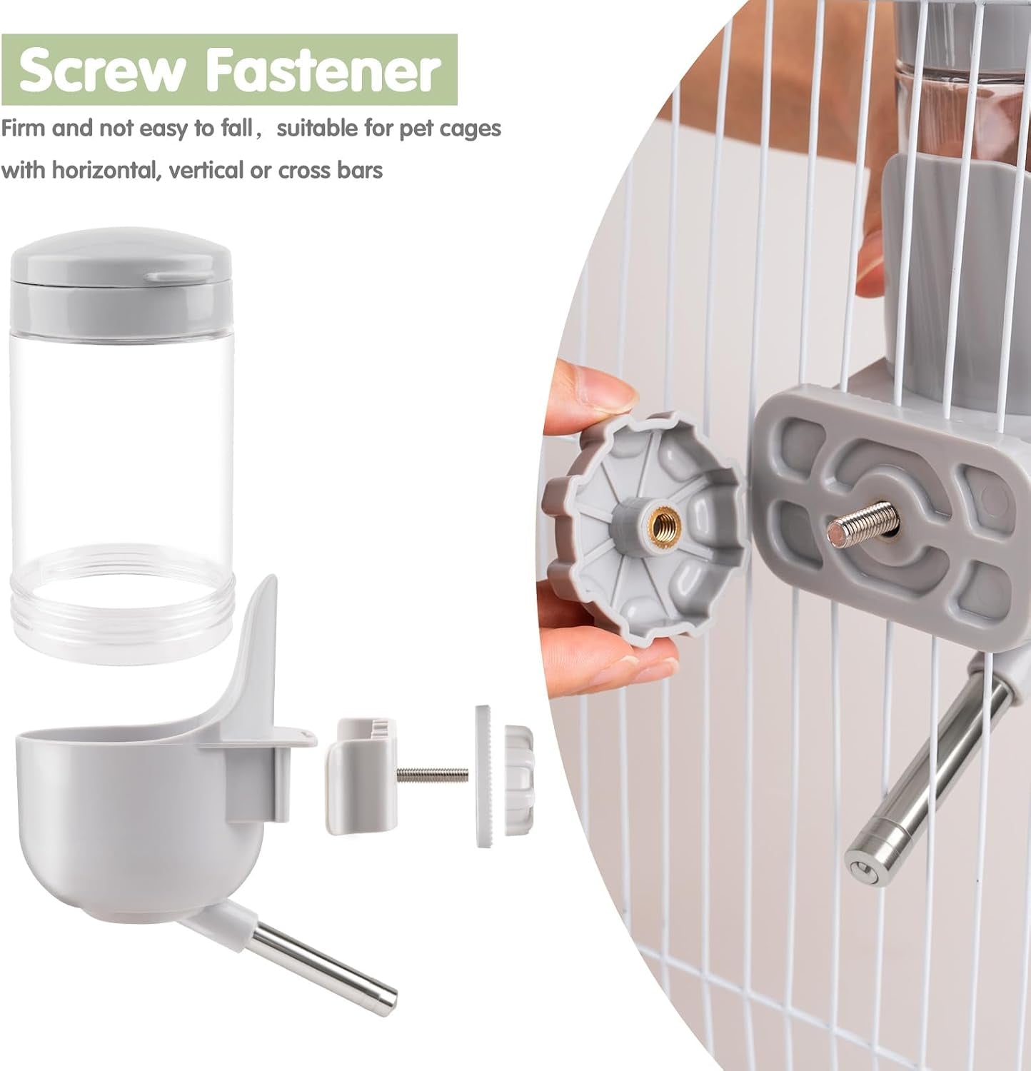 depets-guinea-pig-water-bottle-no-drip-12-oz-small-animal-water-dispenser-top-refill-cage-water-bottle-with-screw-fastener-abs-material-for-rabbit-hamster-rat-ferret-kitten-gray