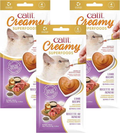 Catit Creamy Superfood Lickable Cat Treat – Hydrating and Healthy Treat for Cats of All Ages - Lamb with Quinoa & Chia, 4-Pack6