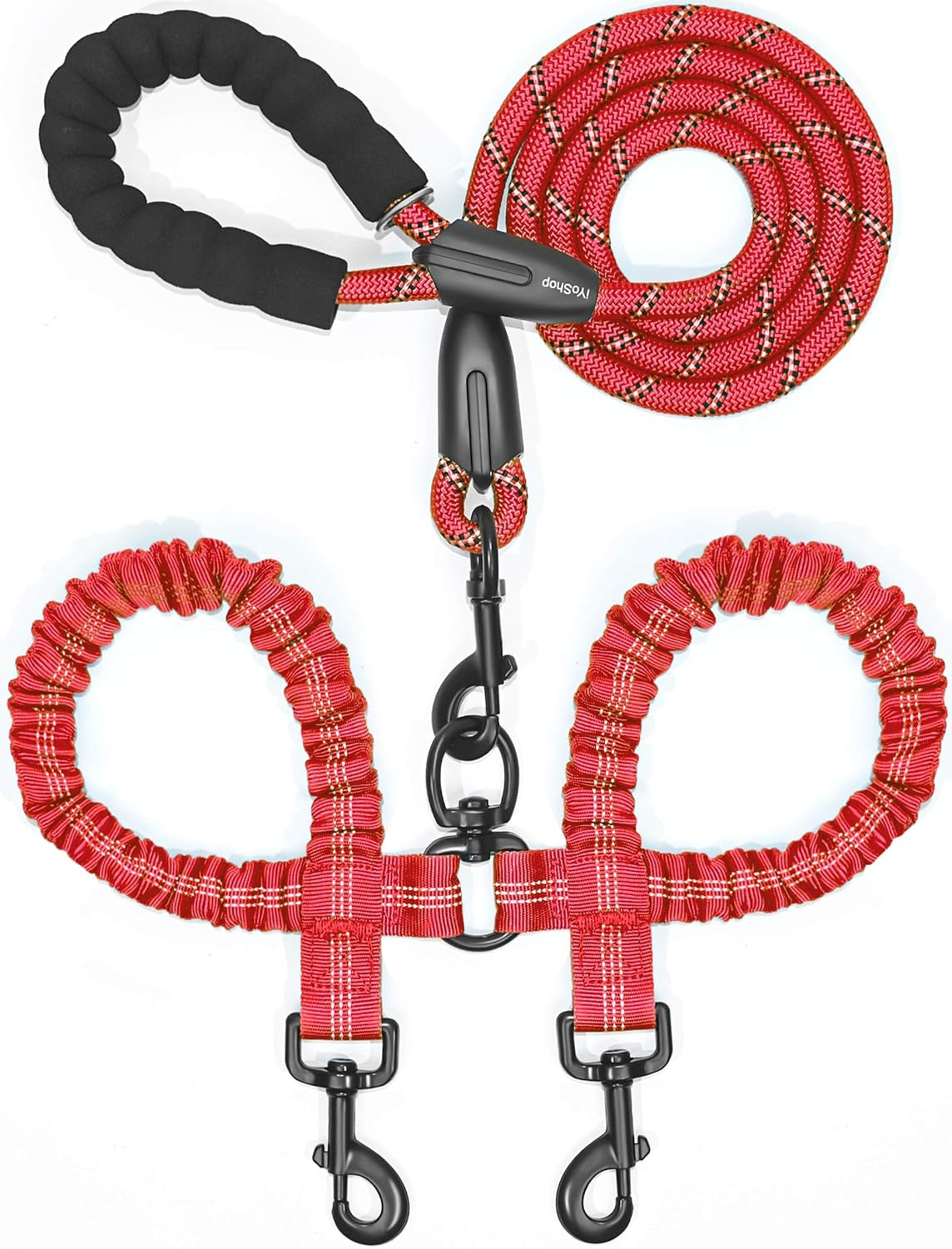 iyoshop-dual-dog-leash-360-swivel-no-tangle-walking-leash-with-shock-absorbing-bungee-for-two-dogs-large-25-150-lbs-black