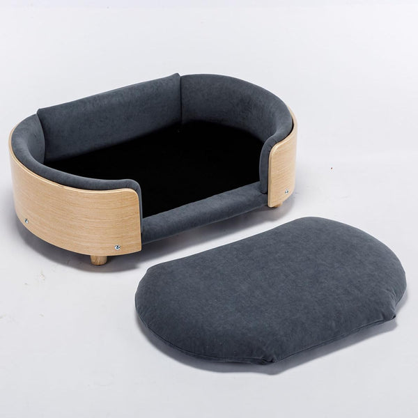 Elevated Dog Bed Pet Sofa with Solid Wood Legs and Bent Soft Backrest, Pet Cat Stool Bed with Velvet Cushion,For Small and Medium Size Dogs Kitten, Mid Size8
