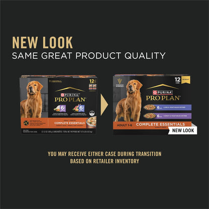 Purina Pro Plan Complete Essentials Wet Dog Food, Lamb and Vegetables and Turkey and Vegetables in Gravy Variety Pack - (Pack of 12) 13 Oz. Cans2