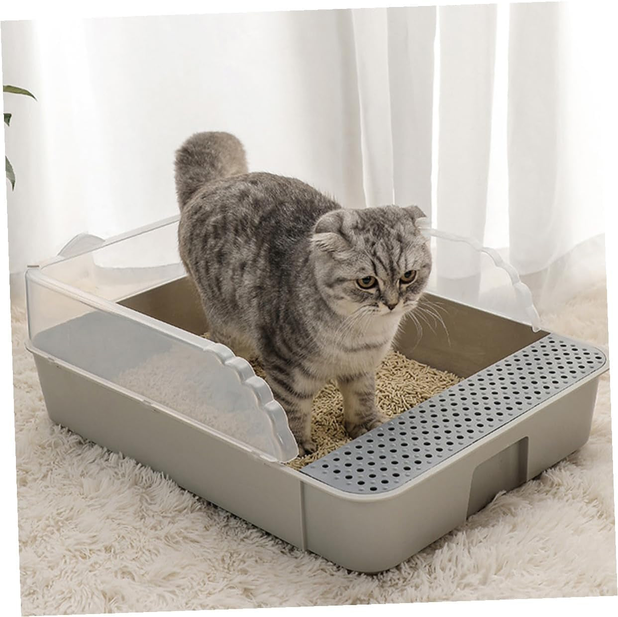 luxshiny-detachable-small-gray-cat-litter-pan-potty-with-anti-splashing-design-plastic-half-enclosed-cat-toilet-for-kitten-housebreaking