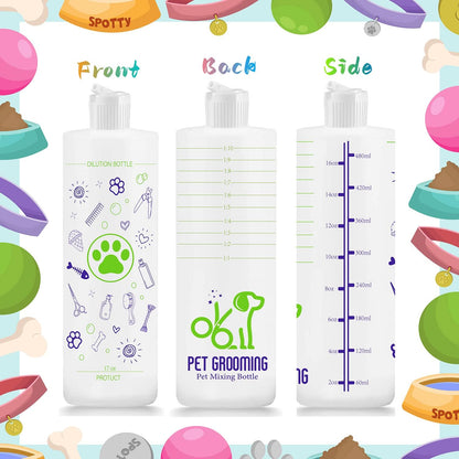 2 Pack Pet Shampoo Dilution Bottles, Specialties Mixing Bottle for Concentrated Dog Shampoo and Conditioner Grooms (2)2