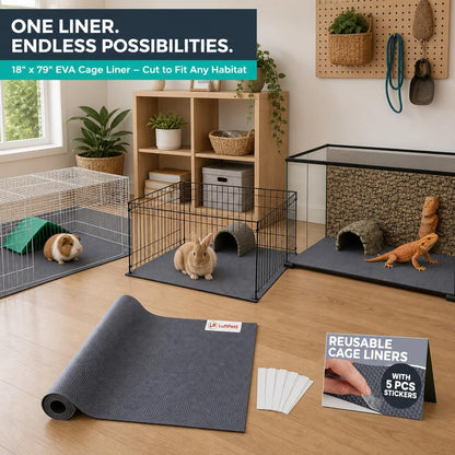 LUFTPETS Waterproof Guinea Pig Cage Liner Roll, 18X79 Cut to Fit Any Cage | Leakproof EVA Base under Fleece, Litter Boxes or Reptile Tanks. Non-Slip, Reusable, Wipe Clean8