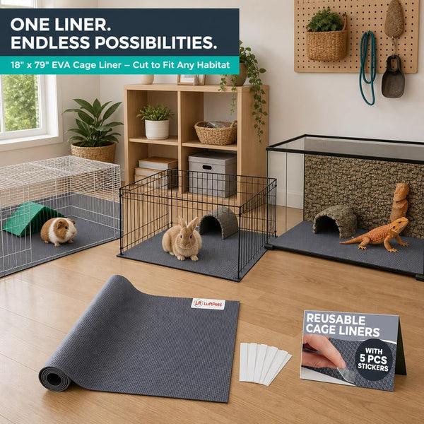 LUFTPETS Waterproof Guinea Pig Cage Liner Roll, 18X79 Cut to Fit Any Cage | Leakproof EVA Base under Fleece, Litter Boxes or Reptile Tanks. Non-Slip, Reusable, Wipe Clean8
