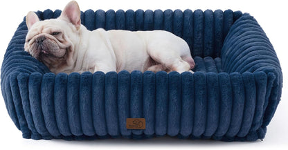 Bedsure Comfyfleece™ Cute Dog Bed for Small Medium Dogs Washable,25In Cream | Furry Puppy Beds,Square Rectangle Orthopedic Corduroy Aesthetic Pet Beds,Removable Zipper Cover,Non-Slip Bottom,Up to 15 Lbs16