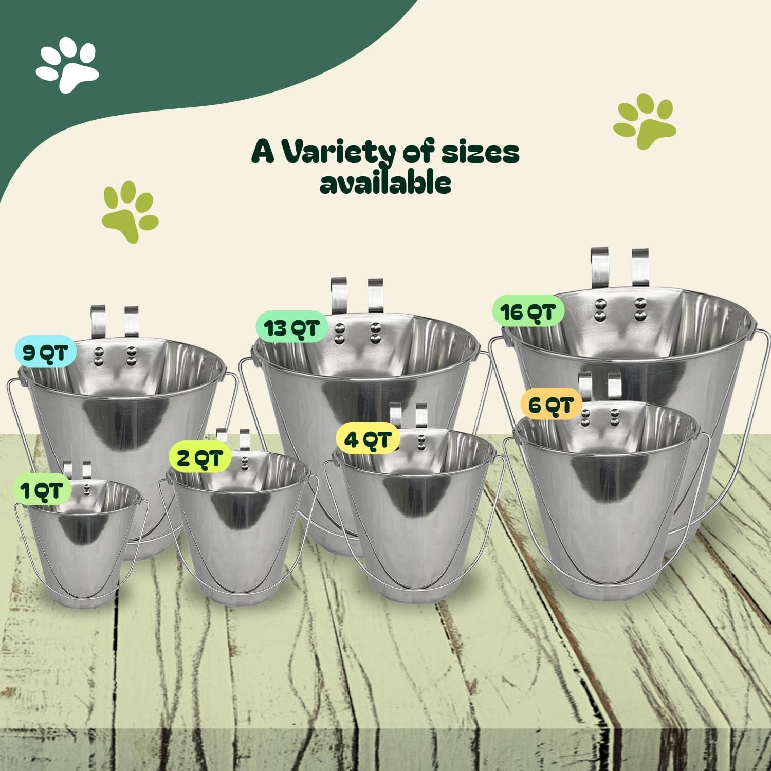 advance-pet-products-4-quart-stainless-steel-bucket-with-dual-hook-perfectly-fits-on-kennels-cages-and-critter-crates-heavy-duty-bucket-for-pets-cleaning-food-prep-flat-sided-pail