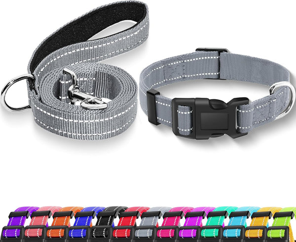 Reflective Dog Collar with Safety Locking Buckle, Adjustable Soft Breathable Nylon Collars for Small, Medium and Large Dogs(Collar+Leash XS Width 5/8" Turquoise) | Adjustable Soft Breathable Nylon Collars for Small, Medium and Large Dogs (XS Width 5/8" Turquoise)7