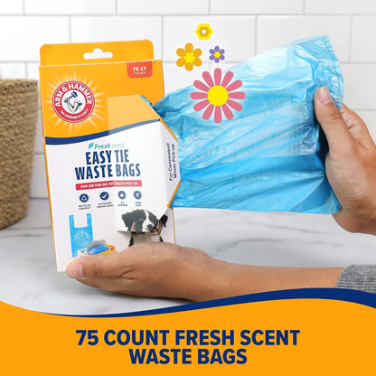 ARM & HAMMER 71041 Easy-Tie Waste Bags, Blue, 75 Count - Pack of 14