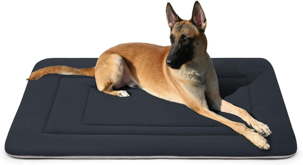 Dog Bed Soft Dog Crate Bed Pad Mat, 42 in Non Slip Bottom Washable Beds for Large Dogs, Pet Bed Mattress Kennel Pad, Dark Blue Gray1