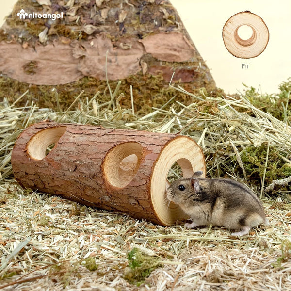 Niteangel Natural Wooden Hamster Mouse Tunnel Tube Toy Forest Hollow Tree Trunk6