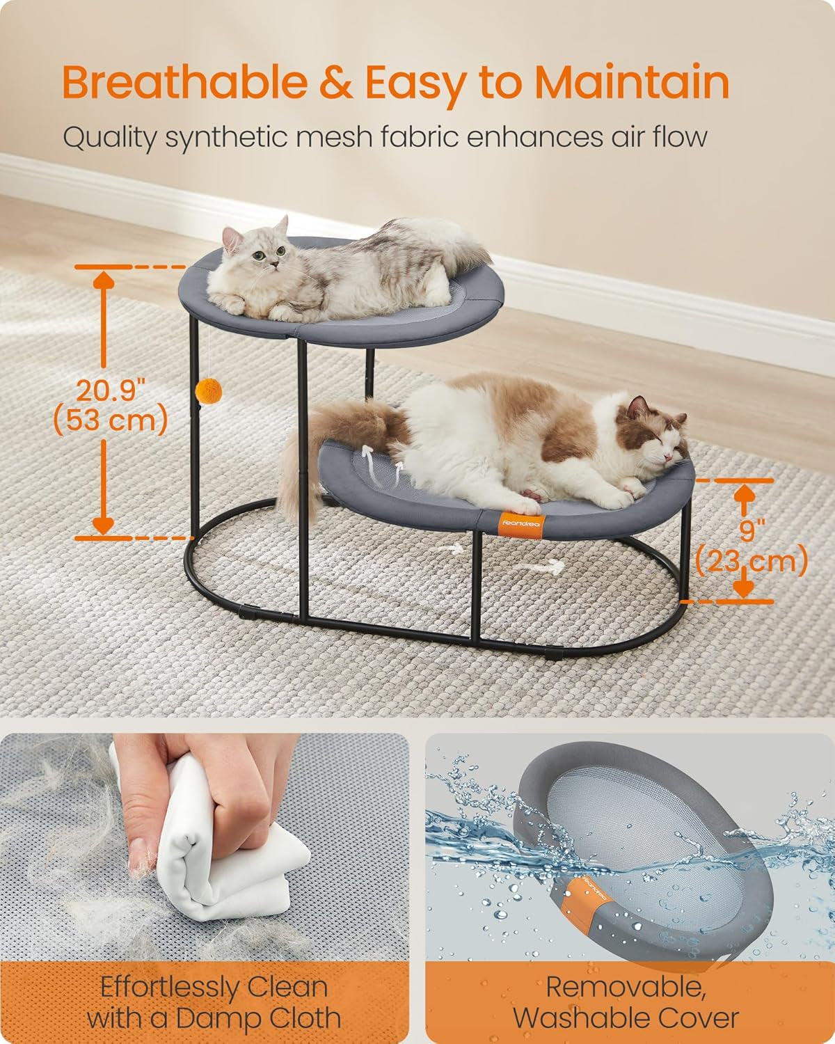 feandrea-2-tier-elevated-cat-hammock-bed-breathable-furniture-for-multi-cat-households-indoor-and-outdoor-with-removable-washable-mesh-steel-frame-for-summer-dove-gray-upcb012g01