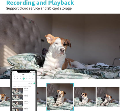 Pet Camera, 2K HD Dog Camera with Phone APP, 360° Pan/Tilt View Puppy Cam, One Click Call for Baby Monitor, Magivpix Night Vision,Motion Tracking Alarm with Cloud/Local Sd,Home Indoor Security Cam7