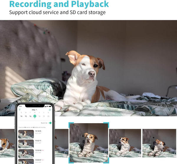 Pet Camera, 2K HD Dog Camera with Phone APP, 360° Pan/Tilt View Puppy Cam, One Click Call for Baby Monitor, Magivpix Night Vision,Motion Tracking Alarm with Cloud/Local Sd,Home Indoor Security Cam7