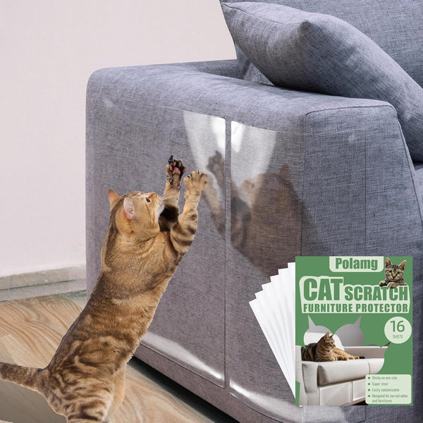 Polamg Cat Scratch Furniture Protector, 12-Pack Clear Sofa Guards | 12 Clear Sheets, 2 Sizes, 52 Twist Pins; Self-Adhesive, Cuttable. Not Recommended: Leather, Faux Leather, Velvet, Microfiber8