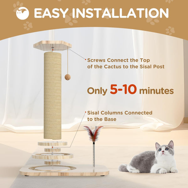 Cat Scratching Post, Small Scratching Post with Vertical Scratcher and Tracking Interactive Ball for Kittens6