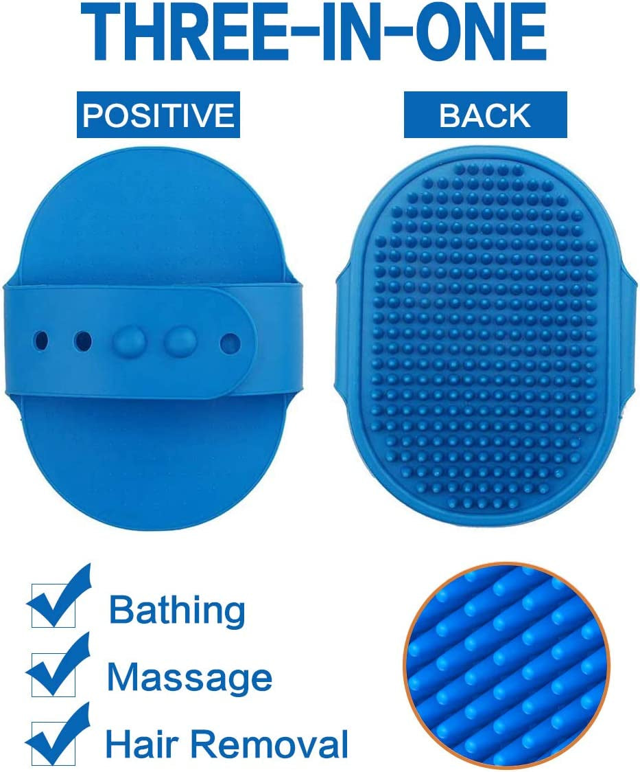 dog-bath-brush-pet-bath-comb-brush-soothing-massage-rubber-comb-2pcs-with-adjustable-ring-handle-for-long-short-haired-dogs-and-cats-blue-rose