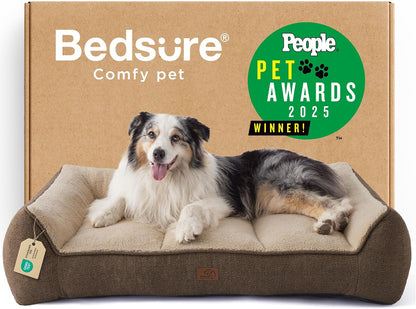 Bedsure Supportmax™ XL Orthopedic Dog Beds Large Sized Dog - Extra Thick Supportive Dogs Couch with Waterproof Washable Cover, Extra Large Comfort Pet Sofa with Soft Sherpa & Nonskid Bottom, Grey, 42"26