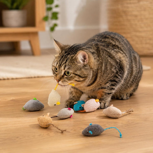 20-Pack Catnip Mouse Toys - Assorted Colors, Plush Mice with Catnip, Interactive Cat Toys for Indoor Kittens & Adults, Durable Cat Teaser Set6