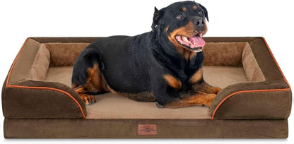 Comfort Expression Orthopedic Dog Bed for Extra Large Dogs with Bolster | Waterproof Dog Couch Bed with Washable Cover & Non-Slip Bottom, Supportive Egg Crate Foam XL Pet Bed, 42X30 Inch163