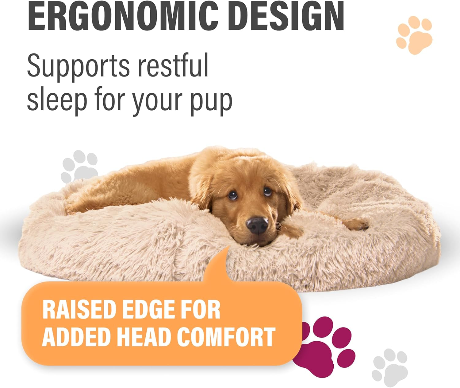active-pets-premium-medium-donut-dog-bed-fits-up-to-45-lbs-machine-washable-cushion-plush-long-pile-faux-fur-fabric-portable-beige-pet-bed-furniture-for-puppies-adult-canines-cats