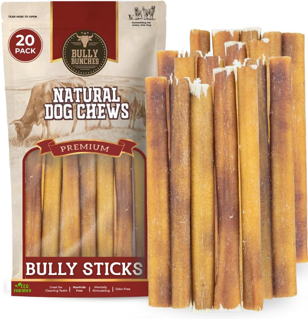 bully-bunches-premium-6-standard-5-pack-odor-free-bully-sticks-for-small-to-medium-dogs-puppies-consistently-sized-long-lasting-chews-for-oral-care-all-natural-100-beef-dog-treats