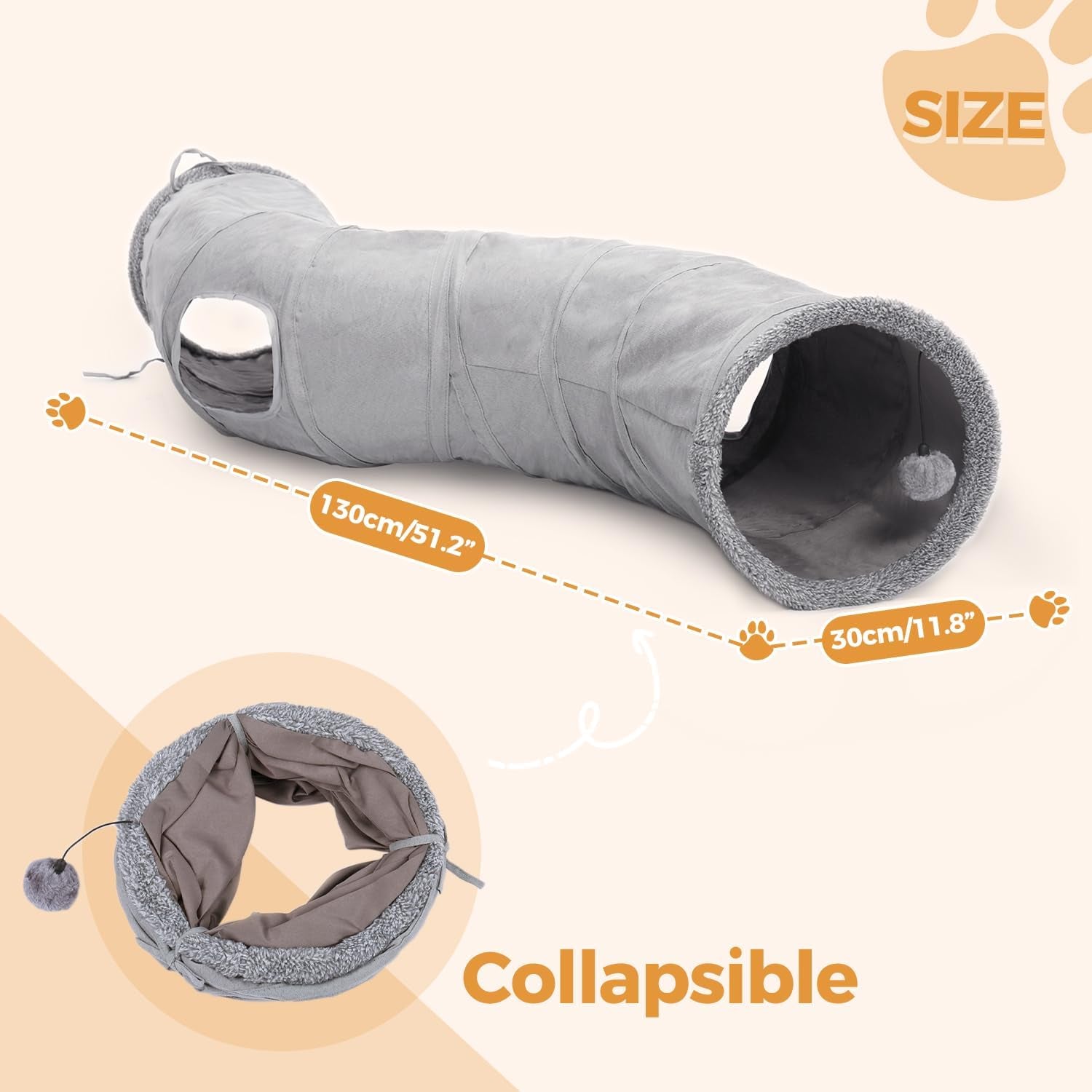 pawz-road-cat-tunnel-s-shape-cat-tunnels-for-large-indoor-cats-51-long-durable-spacious-10-5-cat-tube-with-peepholes-dangling-ball-toy-connected-to-play-tunnels-collapsible-for-easy-storage