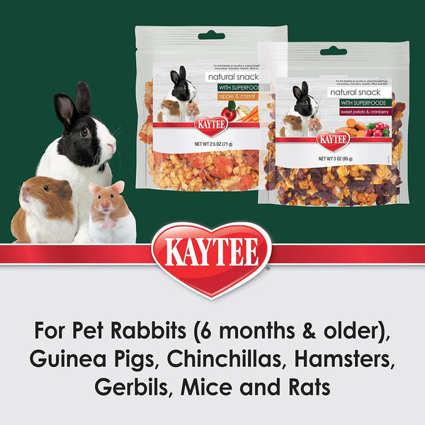 Kaytee Natural Snack with Superfoods for Pet Guinea Pigs, Rabbits, Hamsters, and Other Small Animals, Apple & Carrot, 2.5 Ounces3