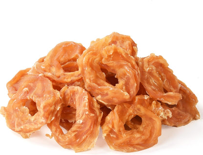 Pawmate Dog Treats Chicken Jerky Rings, Rawhide-Free Grain-Free Real Dried Tenders Natural Chicken Breast Dog Chewy Training Snacks for Small Medium Large Dogs Large Pack, 10.6 Oz1