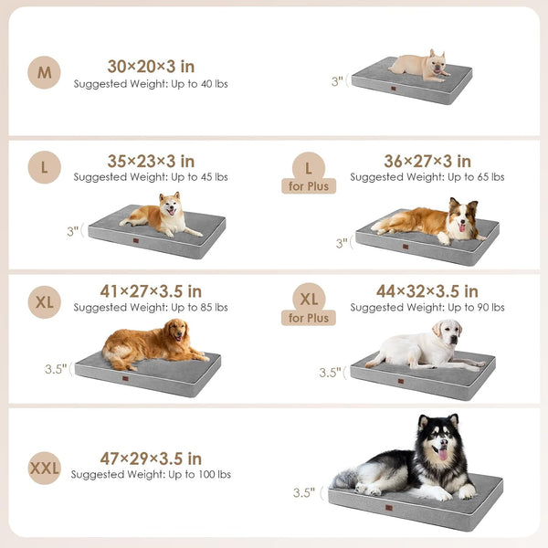 EHEYCIGA Medium Memory Foam Dog Crate Bed Washable, 30X20Inch, Grey | High Density Egg Crate Foam, Waterproof Liner, Removable Easy Clean Cover, Non-Slip Bottom, Fits Crate, Floor and Sofa3
