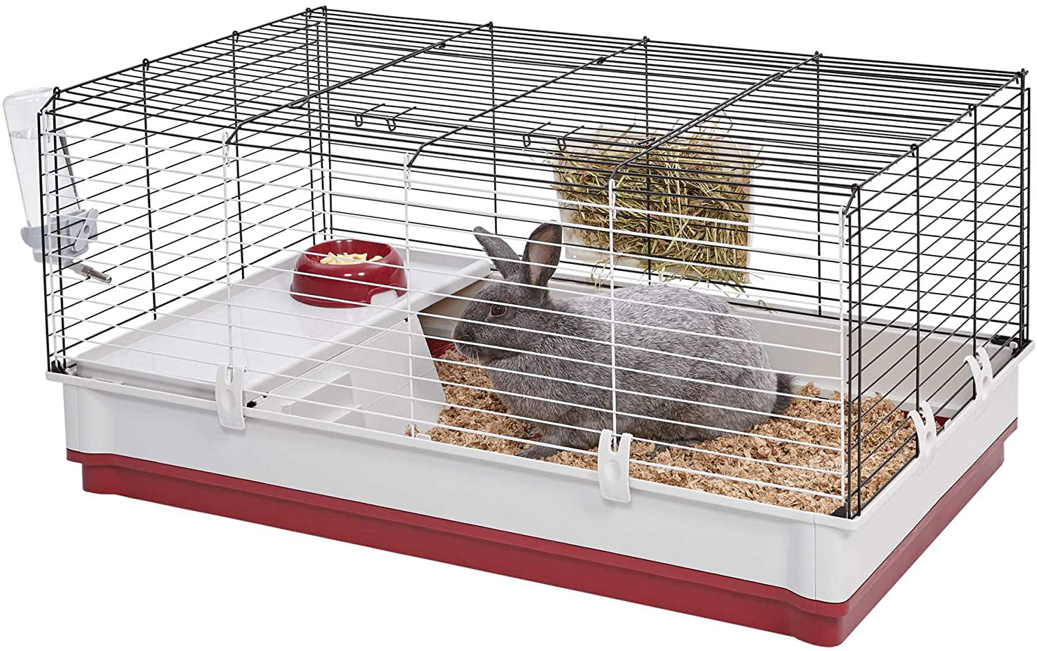 midwest-homes-for-pets-158-wabbitat-deluxe-rabbit-home-rabbit-cage-39-5-l-x-23-75-w-x-19-75-h-inch-maroon-white