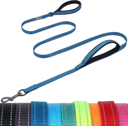 VIVAGLORY Double Handle Dog Leash Twingrip, 6Ft X 1In, Navy | Dog Leash for Collar with Traffic Handle & 2 Loop for Walking & Training, Traffic Control Reflective Heavy Duty Puppy Pet24
