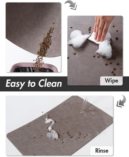 Montvoo-Absorbent Pet Feeding Mat-No Stains Pet Mat for Food and Water Bowl-Quick Dry Cat & Dog Food Mat Water Dispenser Mat-Pet Supplies Mat-Dog Water Bowl Mat for Messy Drinker,（Brown,16"X24"）3