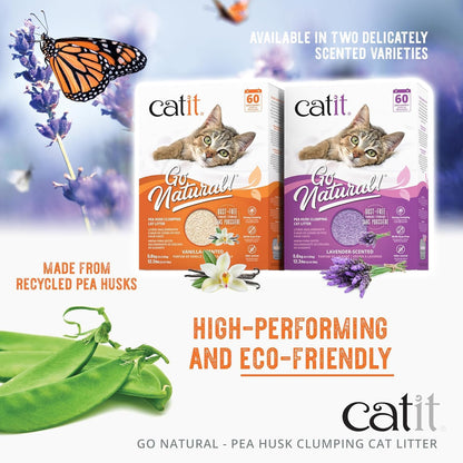 Catit Go Natural Pea Husk Clumping Cat Litter, 12.3 Lb, Lavender Scented | Lightweight, Dust Free, Easy Cleaning & Scooping, Flushable Kitty Litter with Odor Control & Subtle Fragrance3