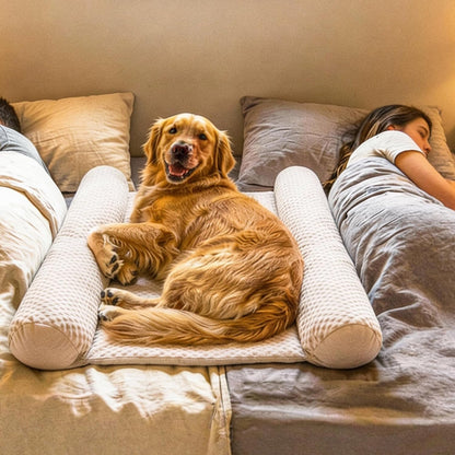 Denmate - the Only On-Bed Dog-Bed That Goes on Your Masterbed for Dogs That Love to Sleep with You. Helps Stabilize Nighttime Movement so You and Your Dog Sleep Better Together. Machine Washable.2