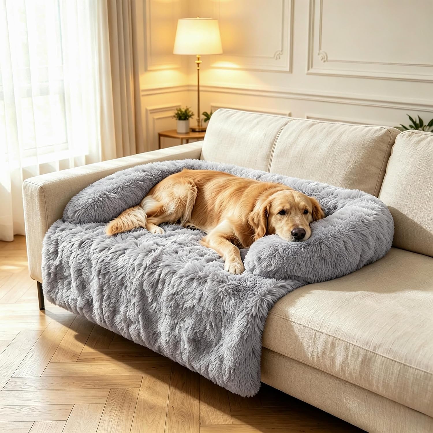 calming-dog-bed-for-couch-thickened-plush-dog-mat-with-raised-bolster-washable-pet-sofa-bed-furniture-protector-non-slip-dog-couch-cover-for-small-medium-large-dogs-cats-dark-gray-x-small