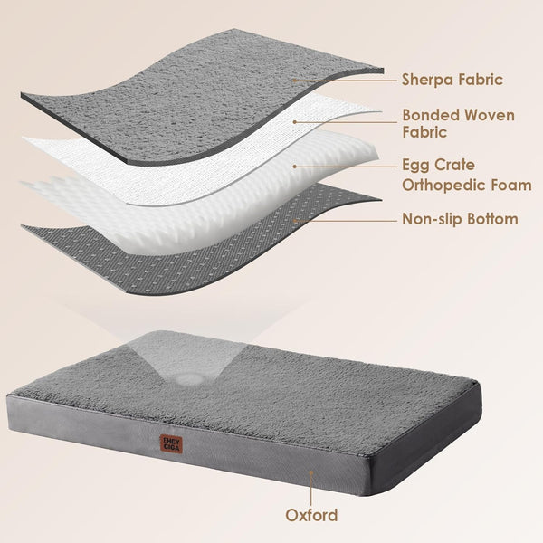EHEYCIGA Orthopedic Dog Bed Large with Removable Washable Cover,Grey,41X27 | Egg Crate Foam Support,Durable Oxford Fabric,Non-Slip Bottom,Machine Washable,Soft Waterproof Plush Pet Bed Mat for Crate4
