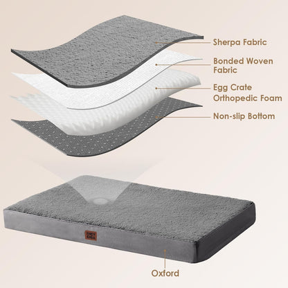 EHEYCIGA Orthopedic Dog Bed Large with Removable Washable Cover, 41IN Grey | Egg Crate Foam Support, Durable Oxford Fabric, Non-Slip Bottom, Machine Washable, Soft Waterproof Plush Pet Bed Mat for Crate4