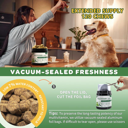 NATURE TARGET Multivitamin for Dogs, 120 Soft Chews, Chicken Flavor | with MSM & Glucosamine, Omegas 3 & 6, & Probiotics for Digestive Health, Joint Support, Skin & Coat, Immune & Overall Health5