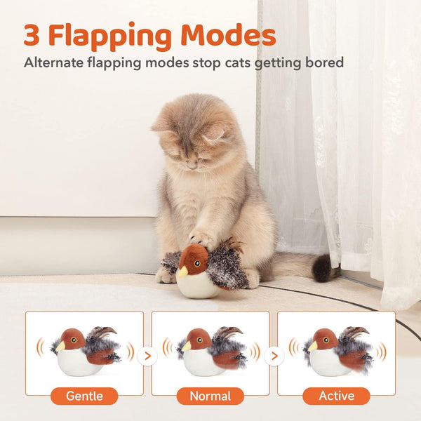 Potaroma Cat Toys Rechargeable Flapping Bird Sparrow, Lifelike Chirp Tweet, Touch Activated Kitten Toy Interactive Cat Exercise Toys for All Breeds Cat Kicker Catnip Toys 4.0 Inches | Touch Activated, Interactive Kitten Exercise for All Breeds with Catnip, 4.0 Inches3