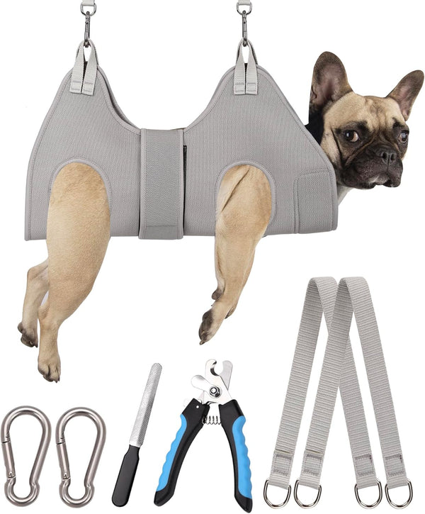 Kkiimatt Dog Grooming Hammock Harness, Small Dog Groming Sling, Gray Dog Hanging Harness for Nail Trimming,Dog Nail Clipping Hanger Restraint Holder11